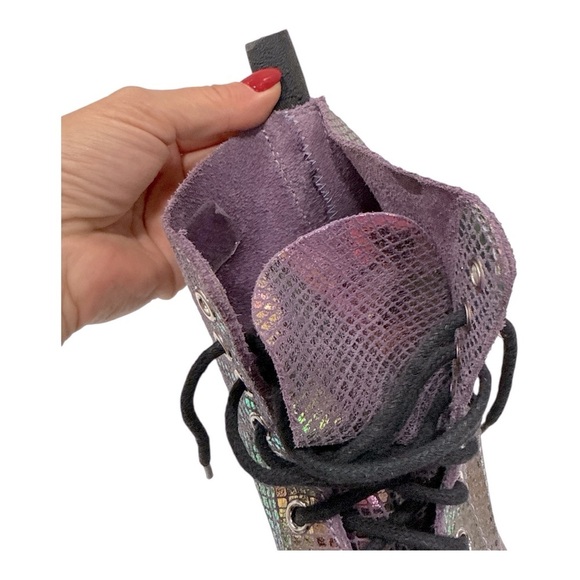 Dr. Martens Purple Combat Moto Boots 1460 PASCAL SNAKE METALLIC SUEDE BOOTS L 7 - Picture 9 of 10